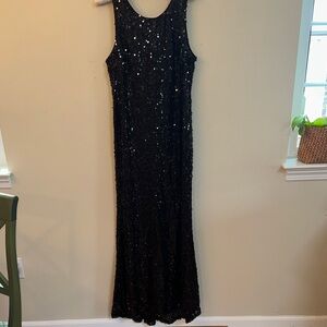 Y2K Black Allover Sequin Evening Gown – Daisy – Size Large